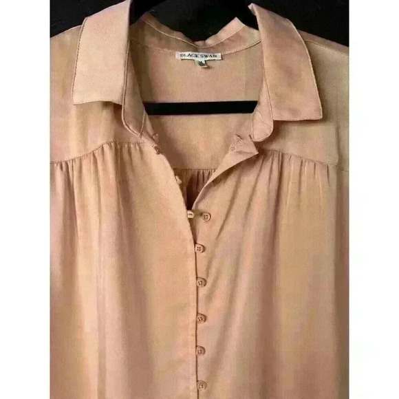 Black Swan Light Pink/Peach Button Down Women Size Medium Bell Sleeve - Picture 4 of 6